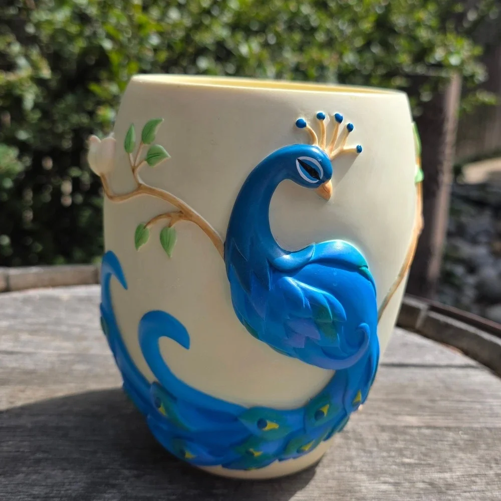 LENOX Majestic Peacock Ceramic Vase 7
